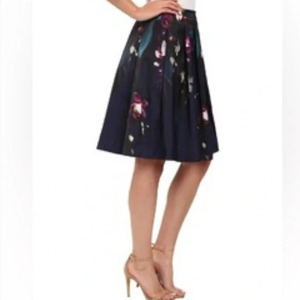 Women's Navy Floral A-Line Skirt